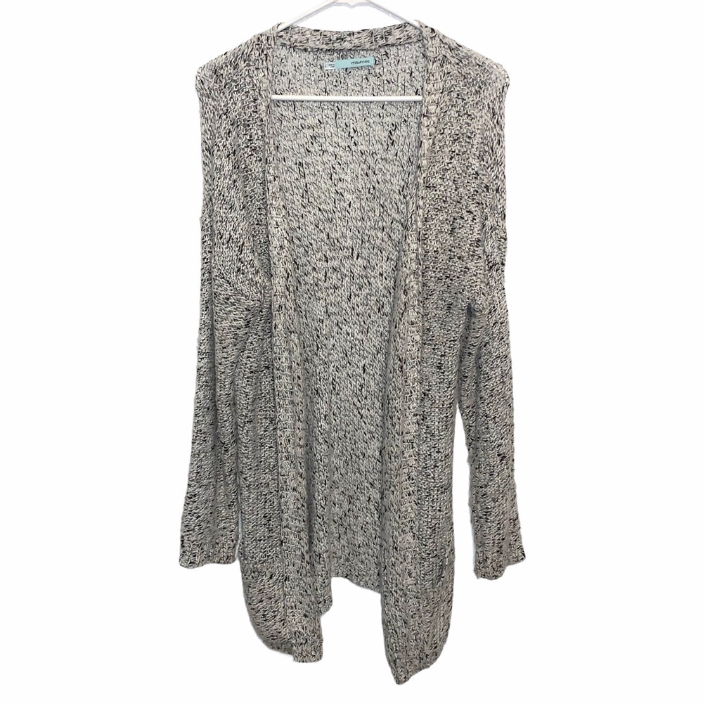 Cozy Knit Open-Front Sweater - Black and White